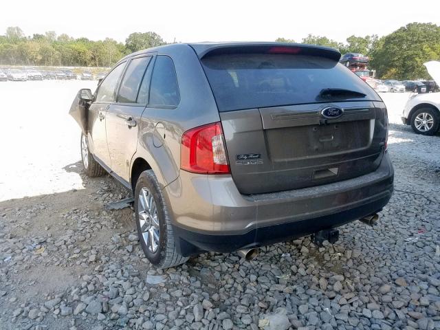 2FMDK3JC8EBB34844 - 2014 FORD EDGE SEL GRAY photo 3