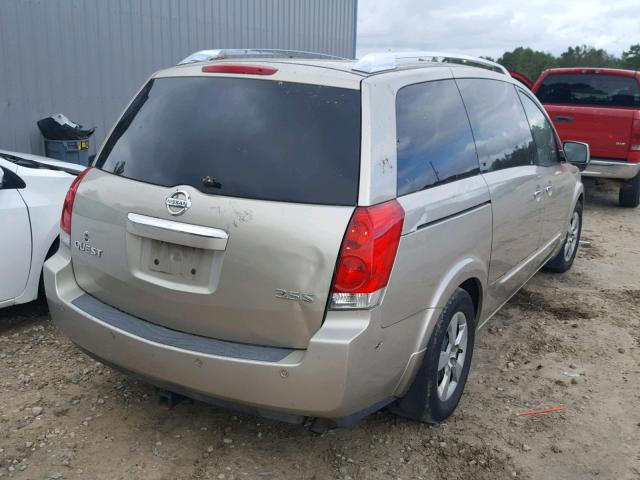 5N1BV28U27N110778 - 2007 NISSAN QUEST S GOLD photo 4