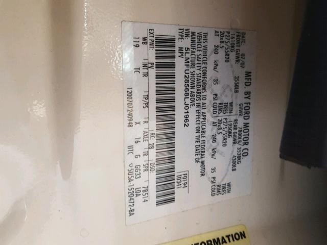 5LMFU28568LJ01962 - 2008 LINCOLN NAVIGATOR Ağ foto 10