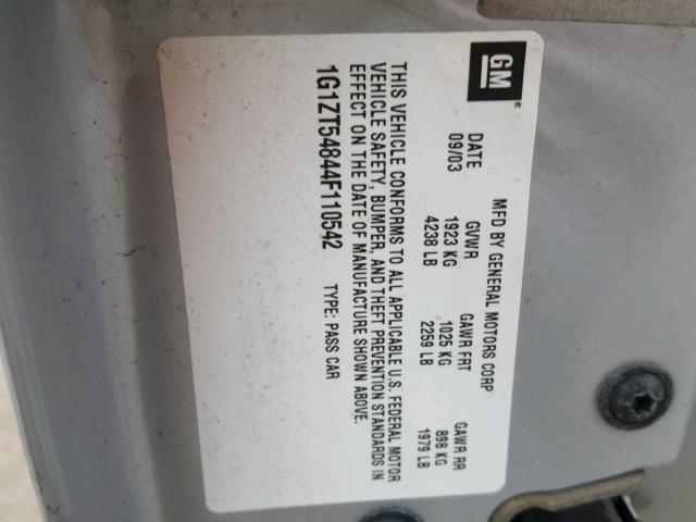 1G1ZT54844F110542 - 2004 CHEVROLET MALIBU LS 银色 照片 10