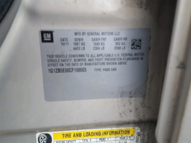 1G1ZB5E08CF198683 - 2012 CHEVROLET MALIBU LS 棕色 照片 10