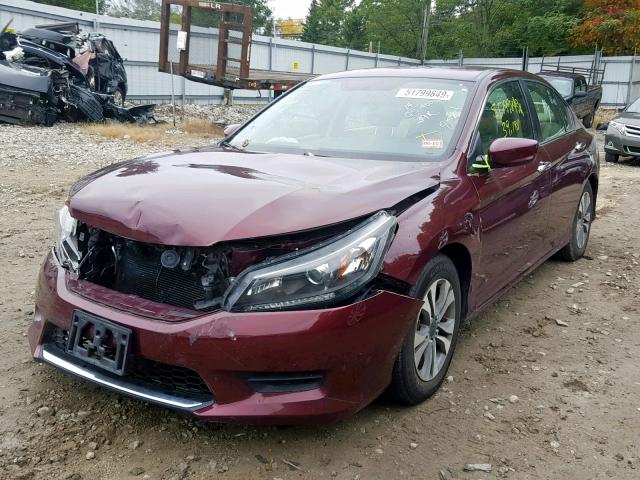 1HGCR2F32EA085457 - 2014 HONDA ACCORD LX MAROON photo 2