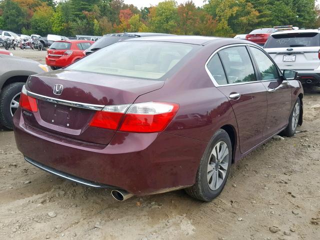 1HGCR2F32EA085457 - 2014 HONDA ACCORD LX MAROON photo 4