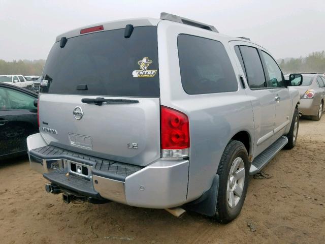 5N1AA08B95N708325 - 2005 NISSAN ARMADA SE SILVER photo 4