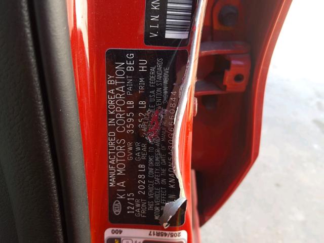 KNADN5A30G6660844 - 2016 KIA RIO EX RED photo 10