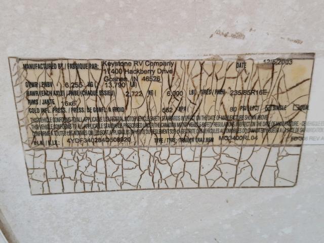 4YDF340284D508920 - 2004 KEYSTONE MONTANA WHITE photo 10