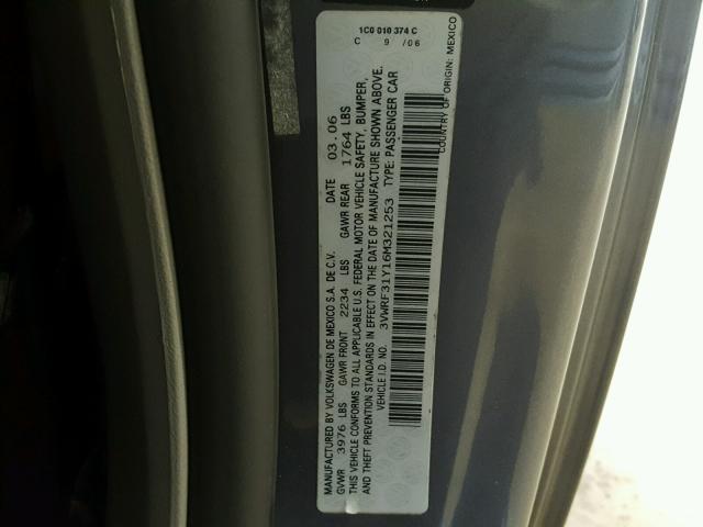 3VWRF31Y16M321253 - 2006 VOLKSWAGEN NEW BEETLE Boz foto 10