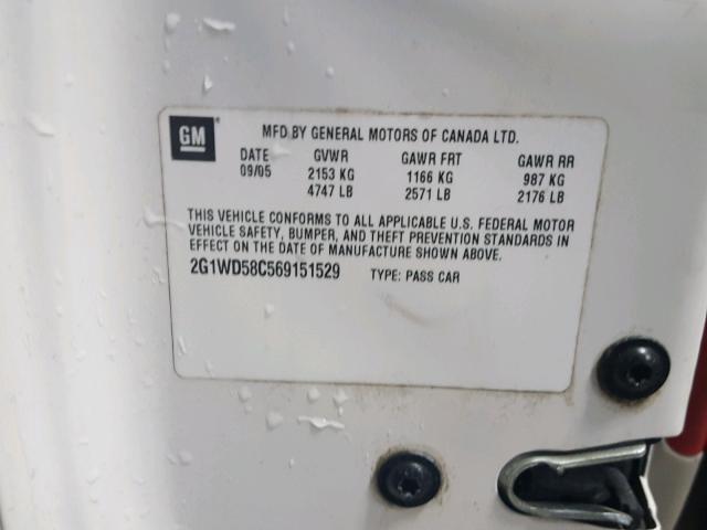 2G1WD58C569151529 - 2006 CHEVROLET IMPALA SUP 白色 照片 10