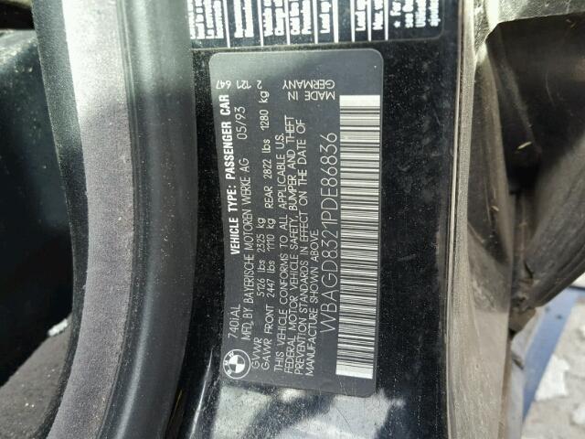 WBAGD8321PDE86836 - 1993 BMW 740 IL AUT BLACK photo 10