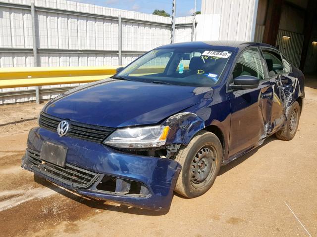 3VW2K7AJ2DM281477 - 2013 VOLKSWAGEN JETTA BASE BLUE photo 2