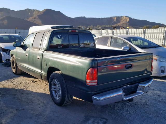 1B7GL2AN81S114653 - 2001 DODGE DAKOTA QUA GREEN photo 3