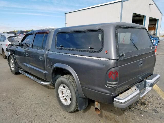 1B7HG48N52S577331 - 2002 DODGE DAKOTA QUA CHARCOAL photo 3