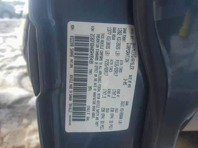 2C8GF68485R495499 - 2005 CHRYSLER PACIFICA T BLUE photo 10