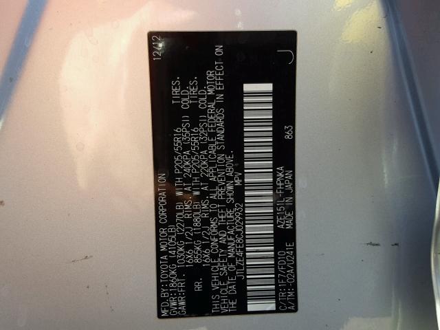 JTLZE4FE8CJ029932 - 2012 TOYOTA SCION XB Gümüş foto 10