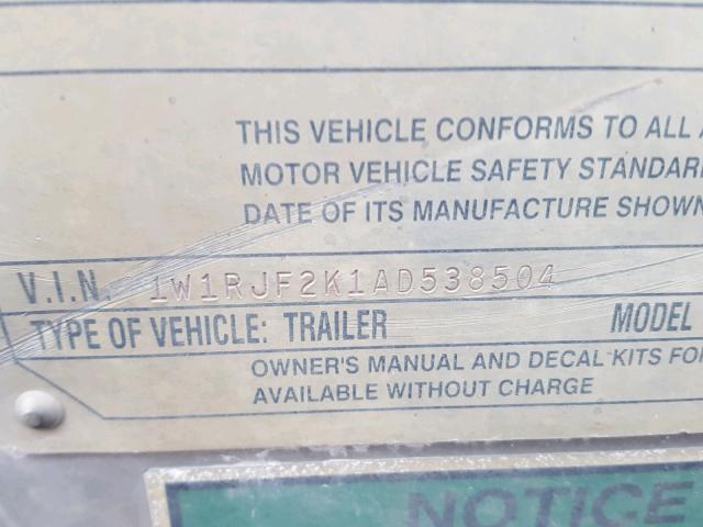 1W1RJF2K1AD538504 - 2010 OTHE TRAILER GRAY photo 10