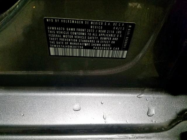 3VW2K7AJ4DM287796 - 2013 VOLKSWAGEN JETTA BASE 石墨色 照片 10