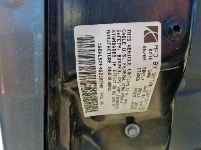 1G8AL52F45Z102246 - 2005 SATURN ION LEVEL GRAY photo 10