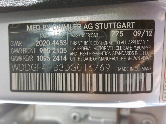 WDDGF4HB3DG016769 - 2013 MERCEDES-BENZ C 250 SILVER photo 10