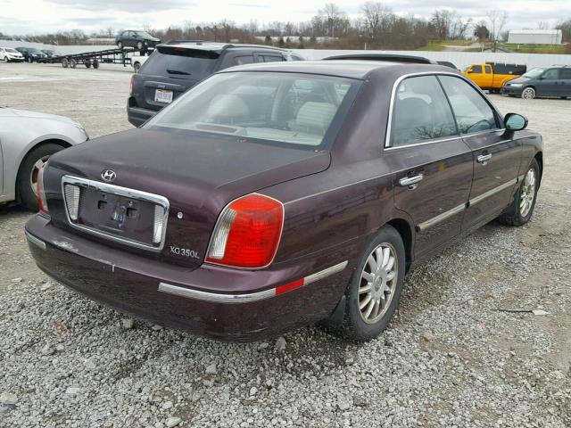 KMHFU45E05A419232 - 2005 HYUNDAI XG 350 BURGUNDY photo 4