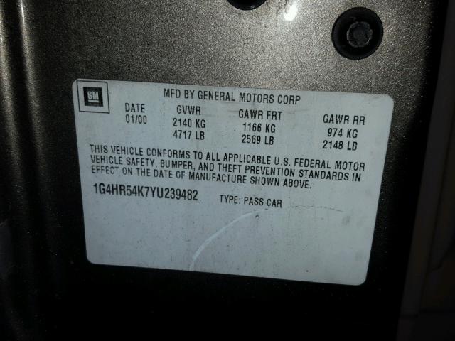 1G4HR54K7YU239482 - 2000 BUICK LESABRE LI BROWN photo 10