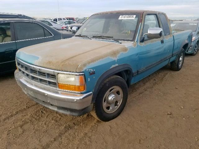 1B7GL23Y6TS521932 - 1996 DODGE DAKOTA BLUE photo 2