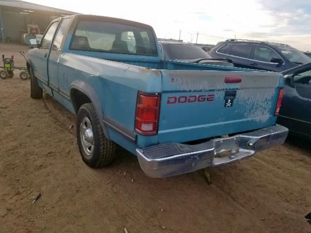 1B7GL23Y6TS521932 - 1996 DODGE DAKOTA BLUE photo 3