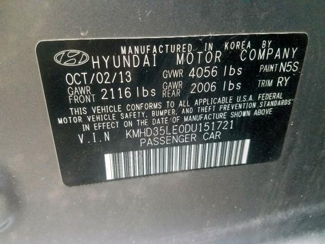 KMHD35LE0DU151721 - 2013 HYUNDAI ELANTRA GT GRAY photo 10