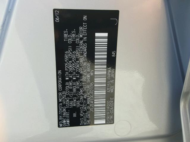 JTLZE4FE0CJ021095 - 2012 TOYOTA SCION XB Күміс фото 10