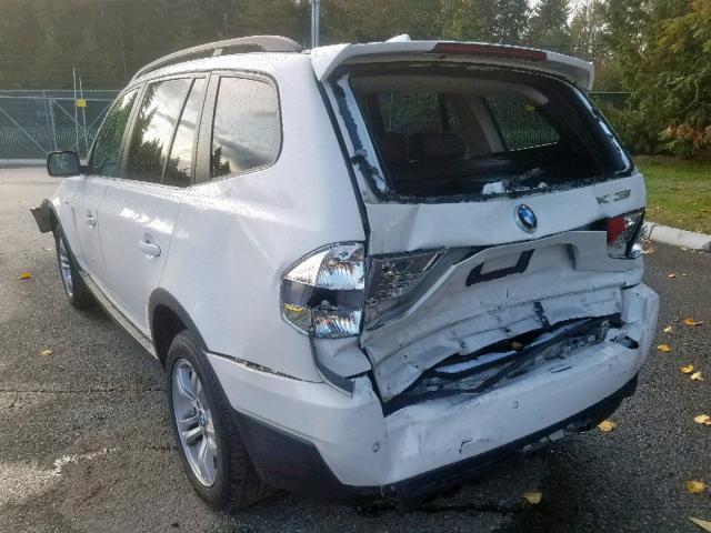 WBXPC73448WE51976 - 2008 BMW X3 3.0I WHITE photo 3