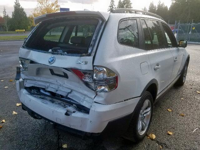 WBXPC73448WE51976 - 2008 BMW X3 3.0I WHITE photo 4