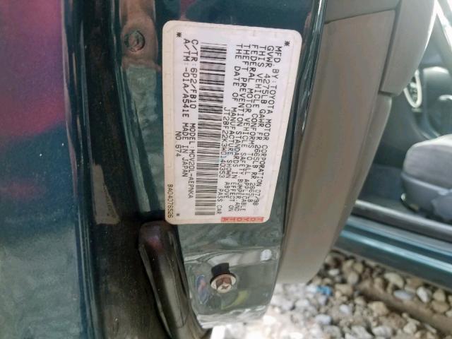 JT2BF22K3W0140353 - 1998 TOYOTA CAMRY CE GREEN photo 10