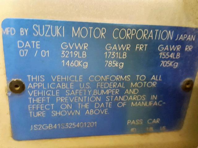 JS2GB41S325401201 - 2002 SUZUKI ESTEEM GL SILVER photo 10