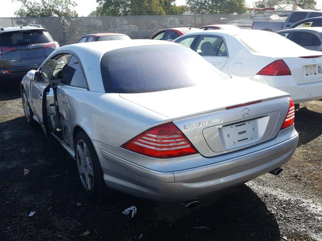 WDBPJ76J83A032423 - 2003 MERCEDES-BENZ CL 600 SILVER photo 3