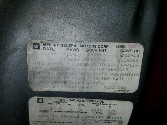 1G1BL53EXMW110845 - 1991 CHEVROLET CAPRICE GRAY photo 10