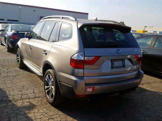 WBXPC93498WJ14454 - 2008 BMW X3 3.0SI GRAY photo 3