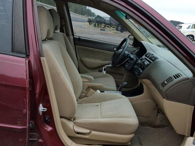 2HGES16503H609597 - 2003 HONDA CIVIC LX MAROON photo 5