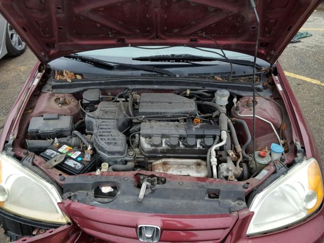 2HGES16503H609597 - 2003 HONDA CIVIC LX MAROON photo 7