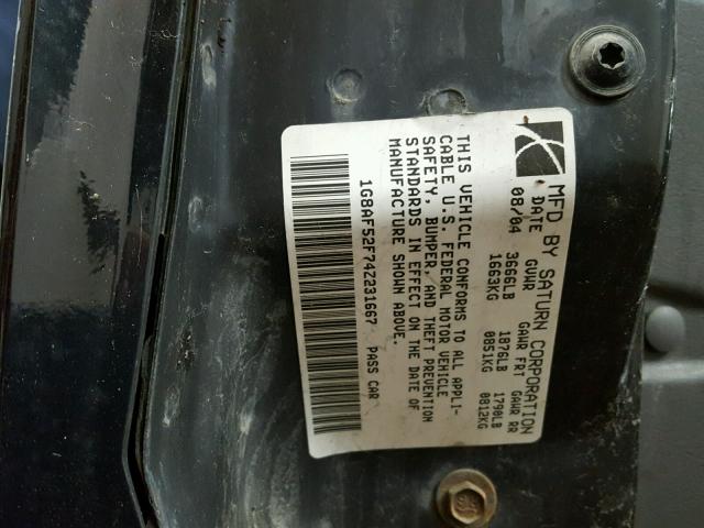 1G8AF52F74Z231667 - 2004 SATURN ION LEVEL BLACK photo 10
