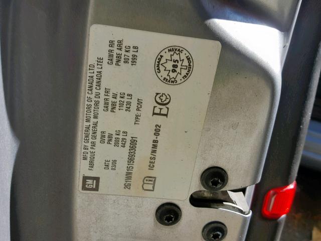 2G1WN151569336091 - 2006 CHEVROLET MONTE CARL ნაცრისფერი ფოტო 10