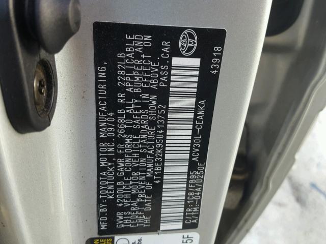 4T1BE32K95U413752 - 2005 TOYOTA CAMRY LE Gümüş foto 10