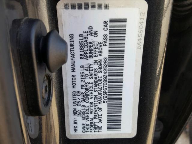 5Y2SP67089Z425293 - 2009 PONTIAC VIBE CHARCOAL photo 10