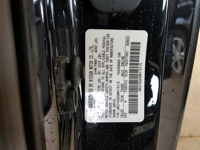 JNKCV64E68M115115 - 2008 INFINITI G37 BASE BLACK photo 10