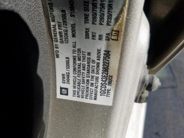1GCDS43E288227584 - 2008 CHEVROLET COLORADO L SILVER photo 10