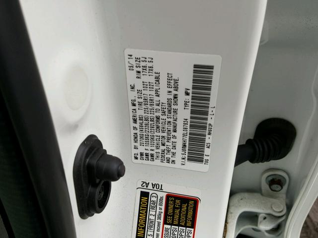 5J6RM4H77EL087934 - 2014 HONDA CR-V EXL WHITE photo 10