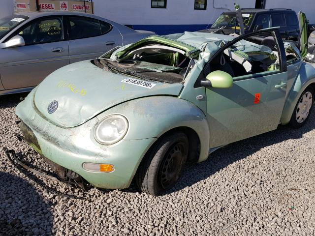 3VWBK21C21M455323 - 2001 VOLKSWAGEN NEW BEETLE GREEN photo 2