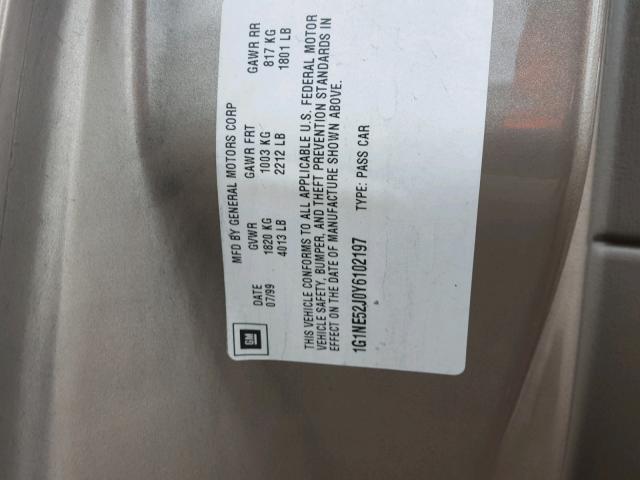 1G1NE52J0Y6102197 - 2000 CHEVROLET MALIBU LS 棕色 照片 10