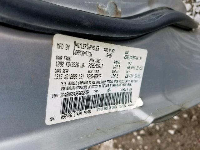 2A4GM68436R682782 - 2006 CHRYSLER PACIFICA T SILVER photo 10