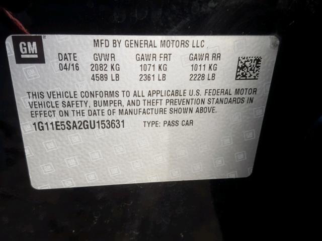 1G11E5SA2GU153631 - 2016 CHEVROLET MALIBU LIM 黑色 照片 10