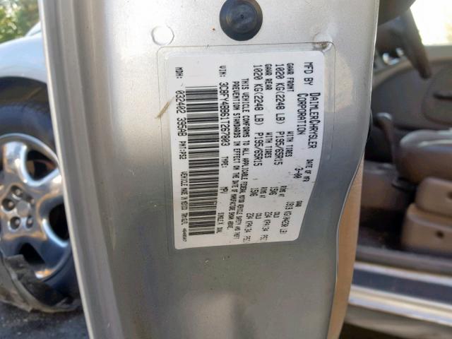 3C8FY4BB61T267803 - 2001 CHRYSLER PT CRUISER SILVER photo 10