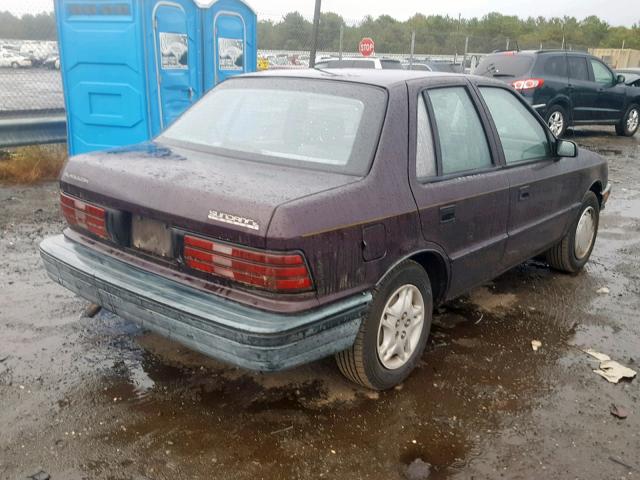 1P3XP28D9NN122539 - 1992 PLYMOUTH SUNDANCE A MAROON photo 4